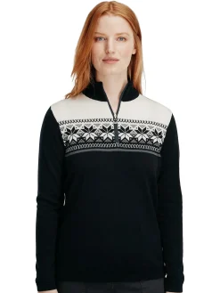 Dale of Norway Half-Zip^Liberg Women's Sweater Black Schiefer Offwhite