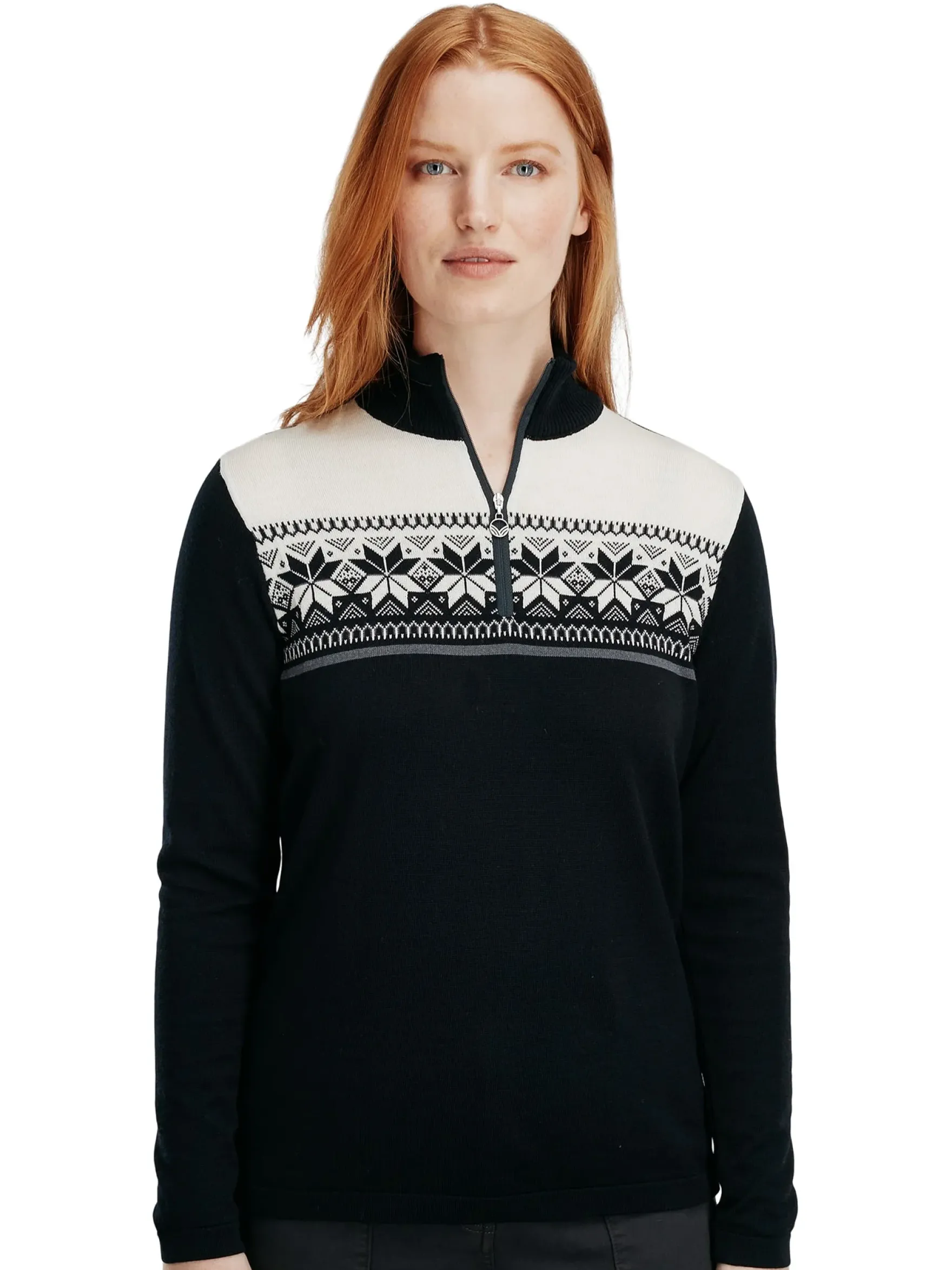Dale of Norway Half-Zip^Liberg Women's Sweater Black Schiefer Offwhite