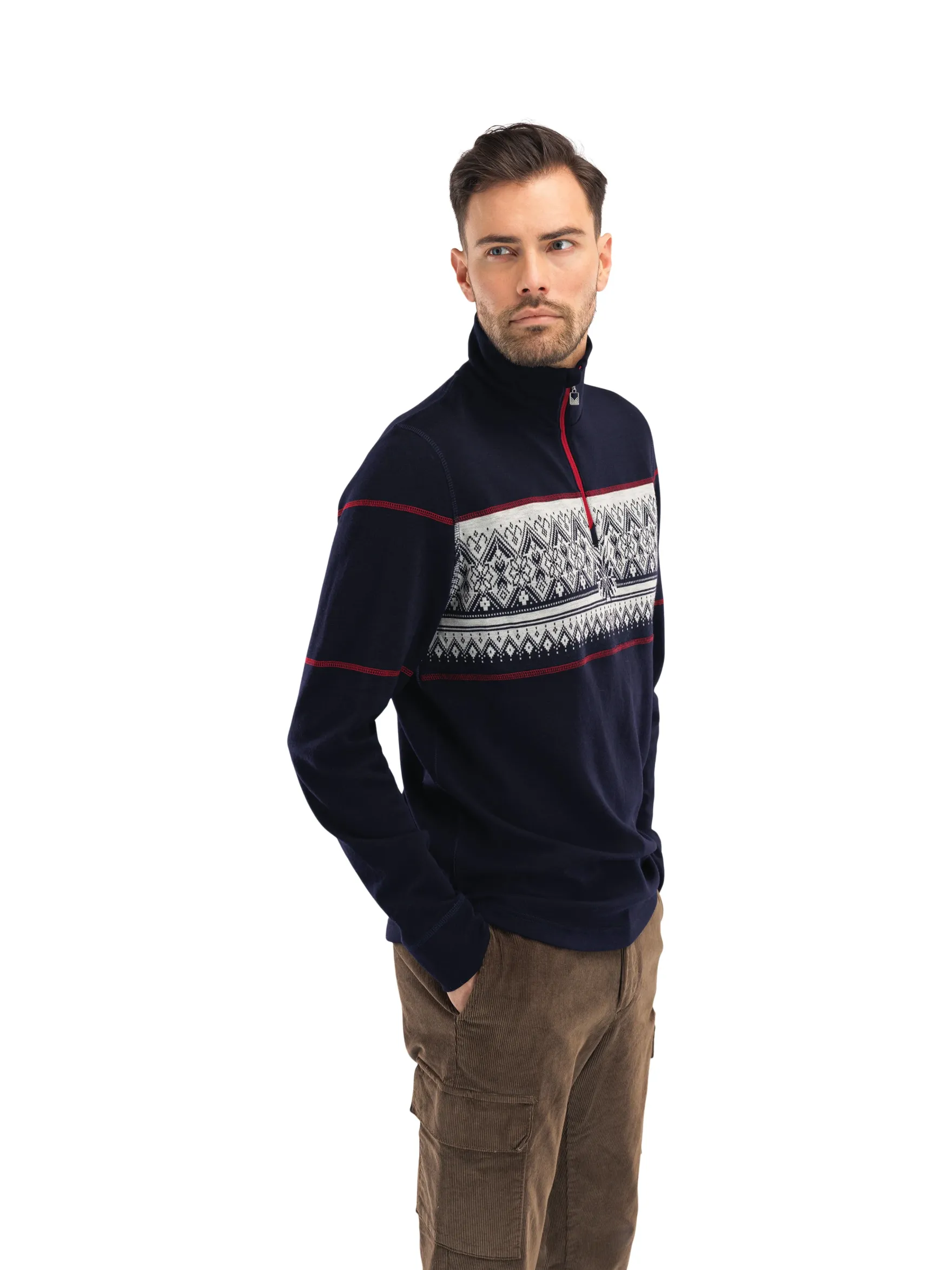 Dale of Norway Next-To-Skin^Moritz Basic Men's Sweater - Superfine Merino Navy White Raspberry