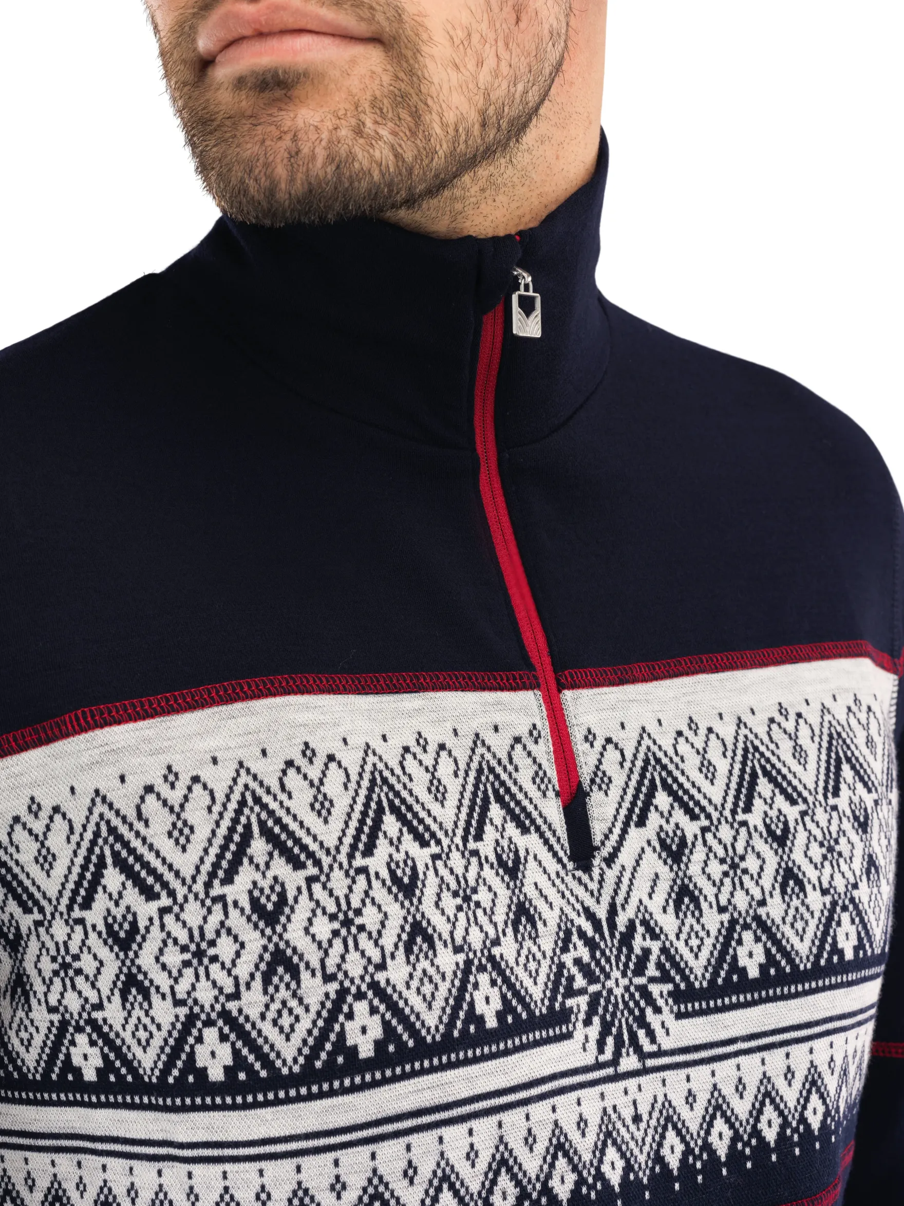 Dale of Norway Next-To-Skin^Moritz Basic Men's Sweater - Superfine Merino Navy White Raspberry