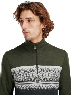 Dale of Norway Next-To-Skin^Moritz Basic Men's Sweater - Superfine Merino Darkgreen Darkcharcoal Offwhit