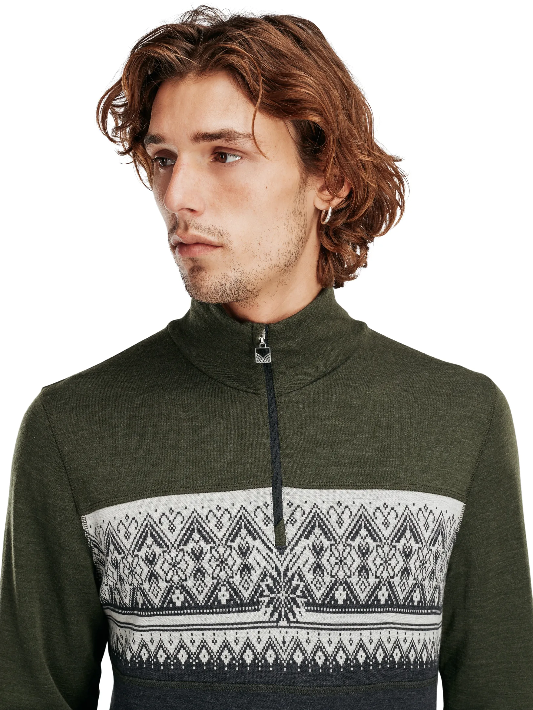 Dale of Norway Next-To-Skin^Moritz Basic Men's Sweater - Superfine Merino Darkgreen Darkcharcoal Offwhit