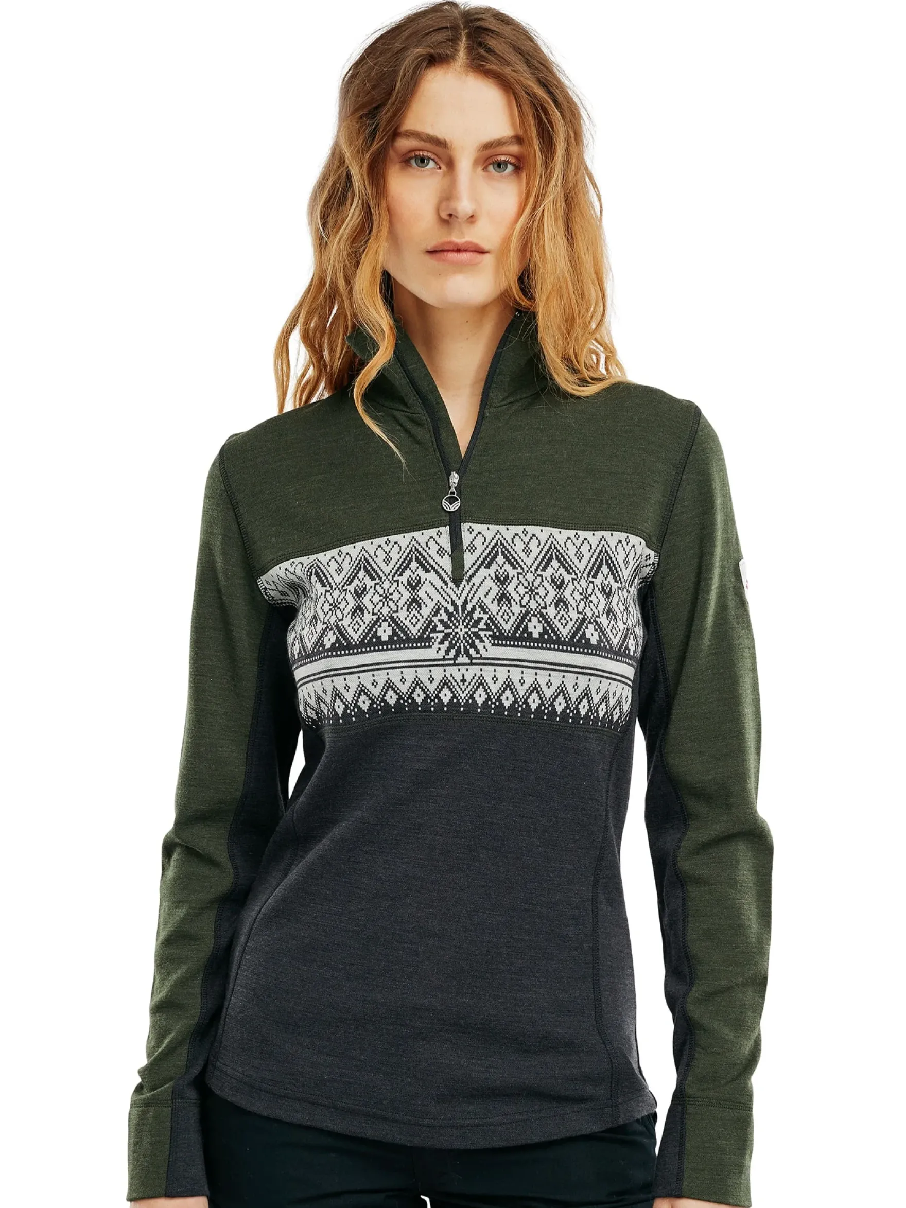 Dale of Norway Next-To-Skin^Moritz Basic Women's Sweater - Superfine Merino Darkgreen Darkcharcoal Offwhit