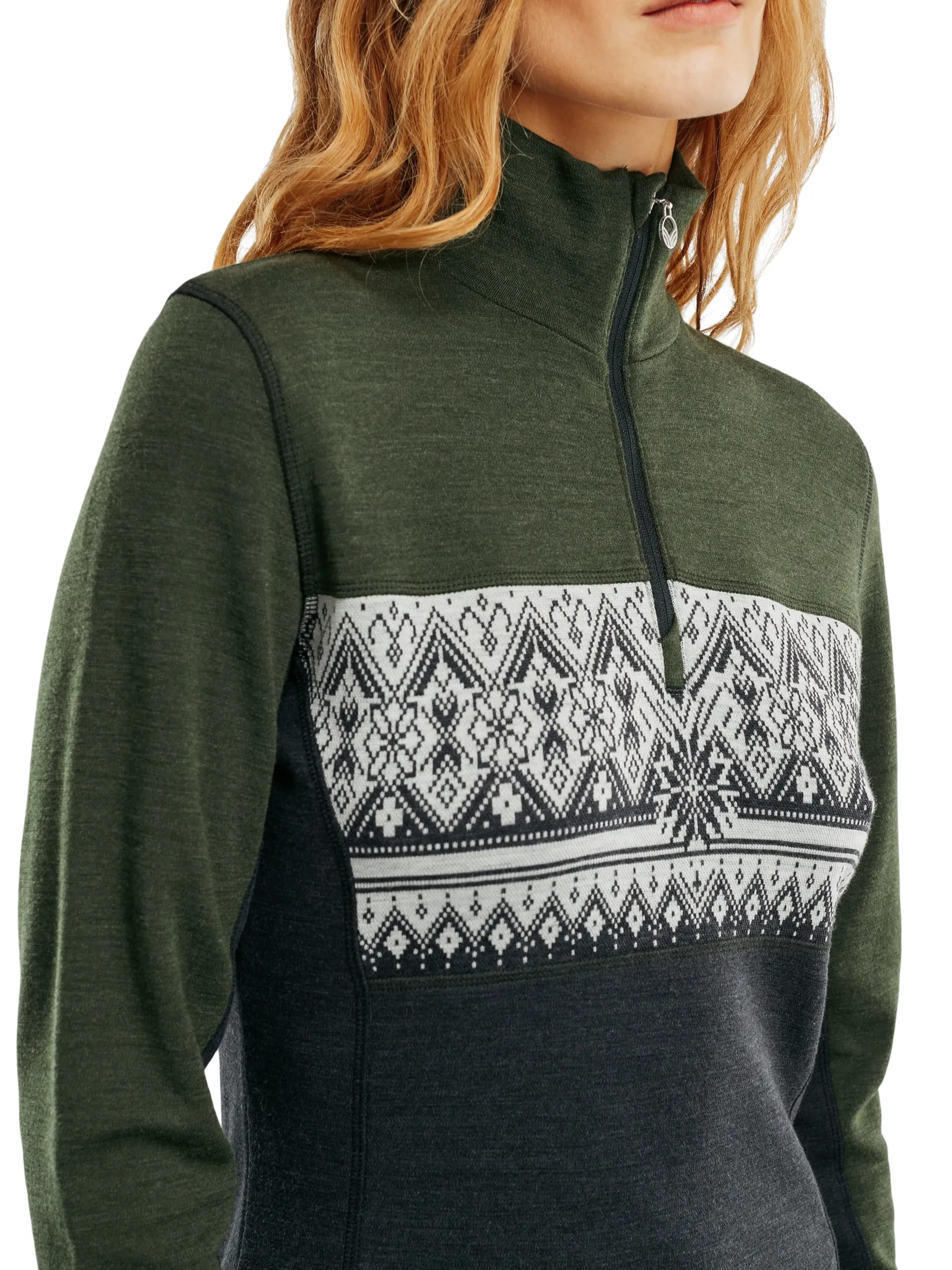 Dale of Norway Next-To-Skin^Moritz Basic Women's Sweater - Superfine Merino Darkgreen Darkcharcoal Offwhit