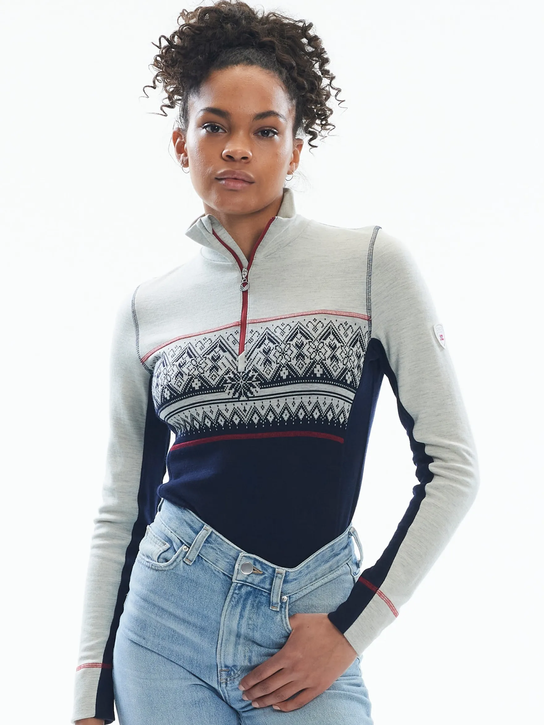 Dale of Norway Next-To-Skin^Moritz Basic Women's Sweater - Superfine Merino Navy White Raspberry