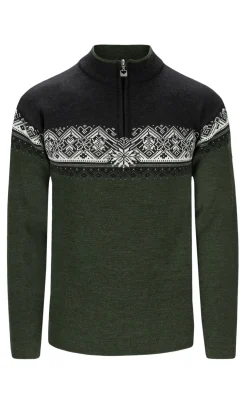 Dale of Norway Half-Zip^Moritz Men's Sweater - Merino Wool Darkgreen Smoke Darkcharcoal