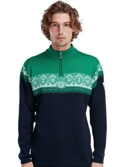 Dale of Norway Half-Zip^Moritz Men's Sweater - Merino Wool Navy Brightgreen