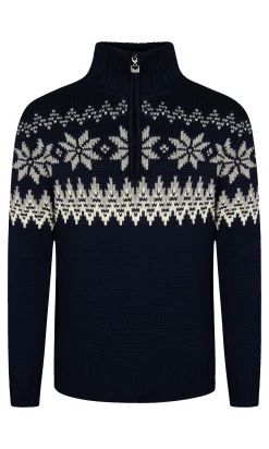 Dale of Norway Half-Zip^Myking Men's Sweater - Merino Wool Navy Offwhite Lightcharcoal