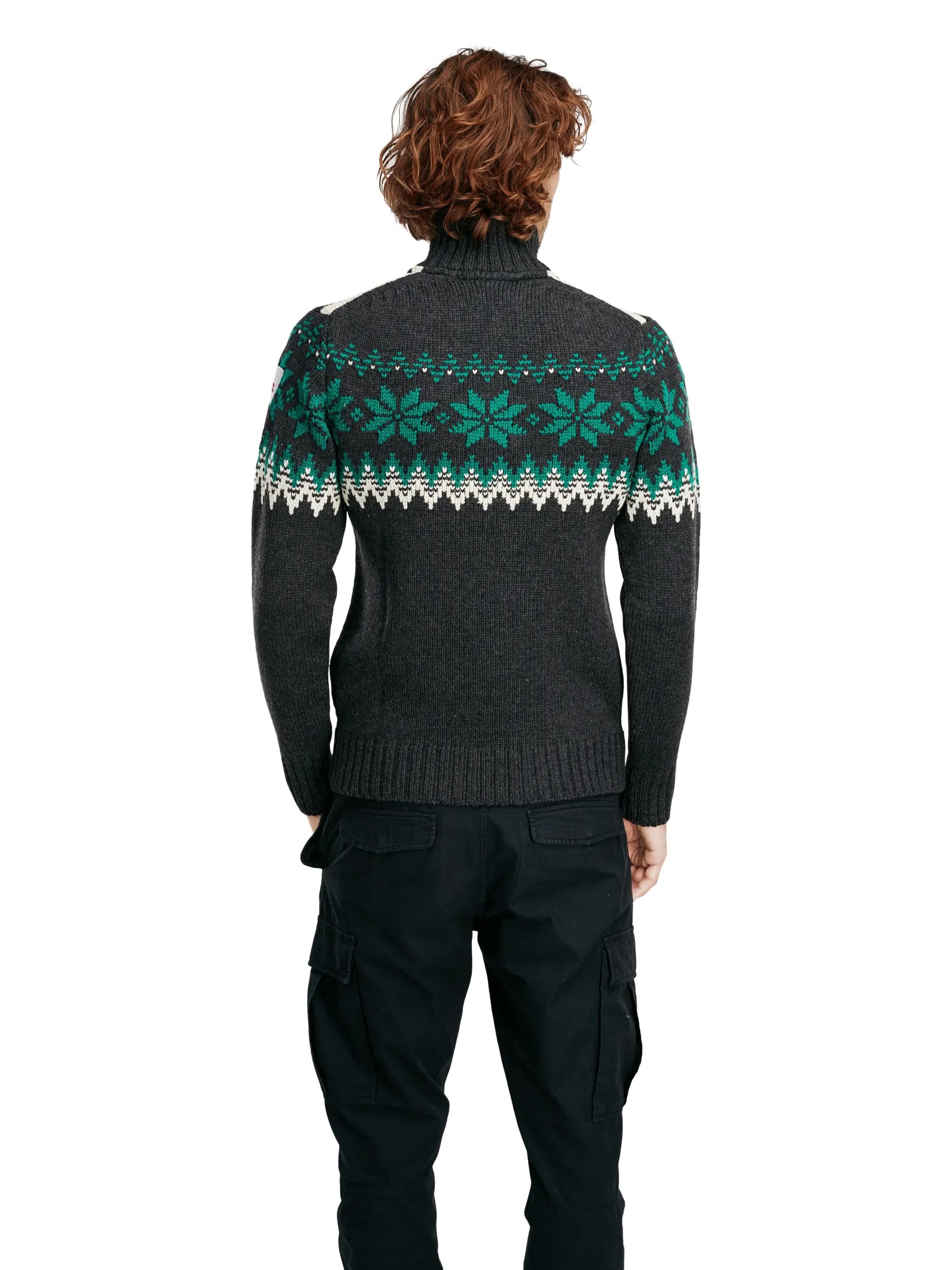 Dale of Norway Half-Zip^Myking Men's Sweater - Merino Wool Darkgrey Brightgreen