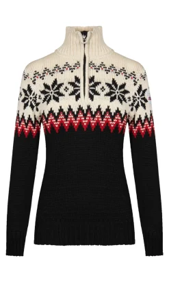 Dale of Norway Half-Zip^Myking Women's Sweater - Merino Wool Black Raspberry Offwhite