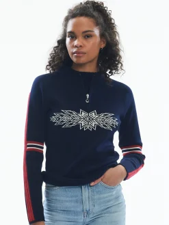 Dale of Norway Half-Zip^Ol Spirit Women's Sweater - Merino Wool Navy Off White Raspberry