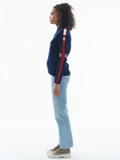 Dale of Norway Half-Zip^Ol Spirit Women's Sweater - Merino Wool Navy Off White Raspberry