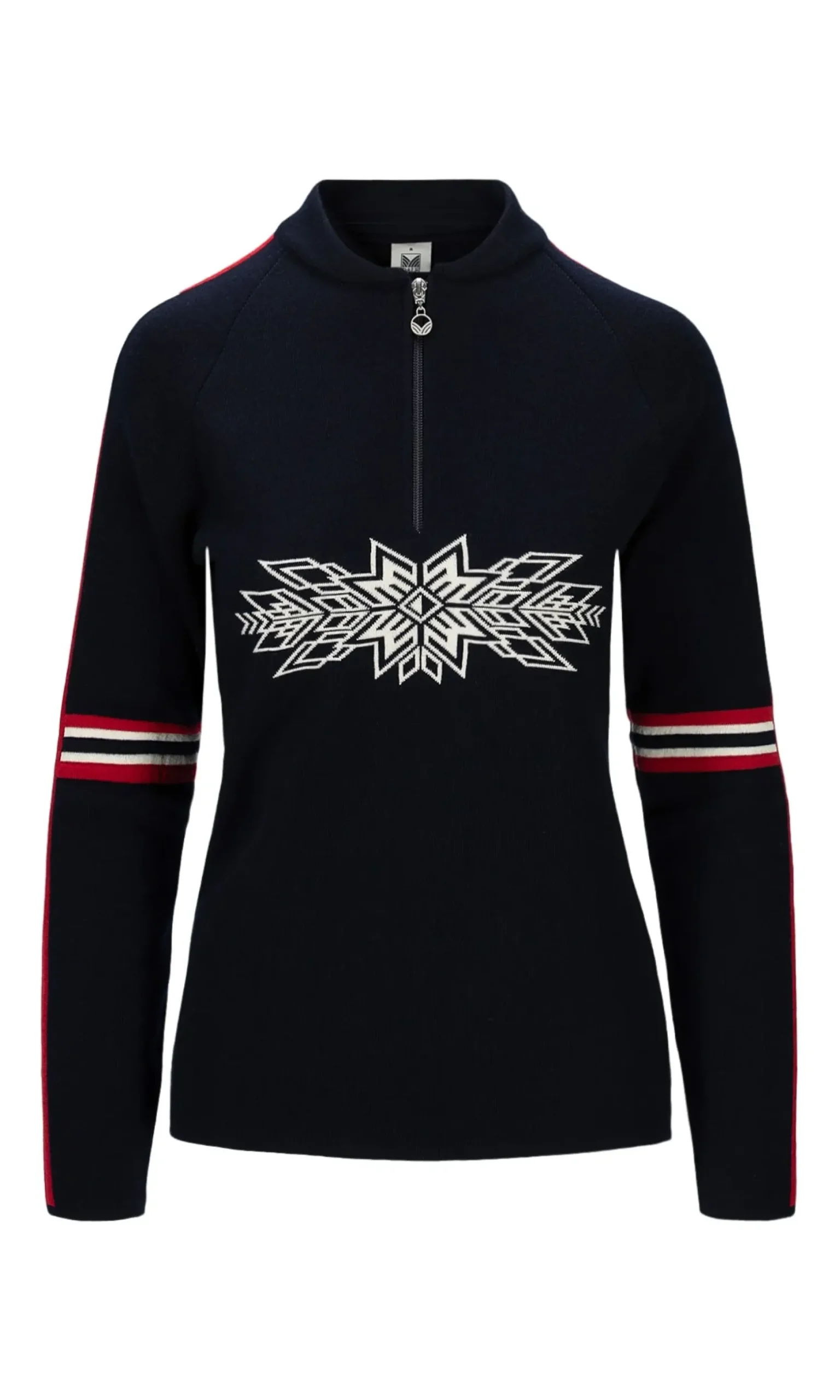 Dale of Norway Half-Zip^Ol Spirit Women's Sweater - Merino Wool Navy Off White Raspberry