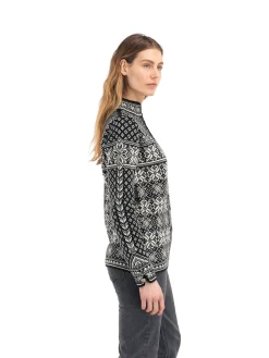 Dale of Norway Half-Zip^Peace Women's Knit Sweater Black Offwhite