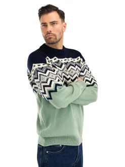 Dale of Norway Round Neck^Randaberg Men's Sweater Dustygreen Navy Offwhite