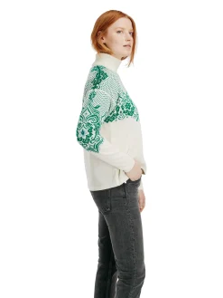 Dale of Norway Turtle-Neck^Rosendal Women's Sweater Offwhite Brightgreen