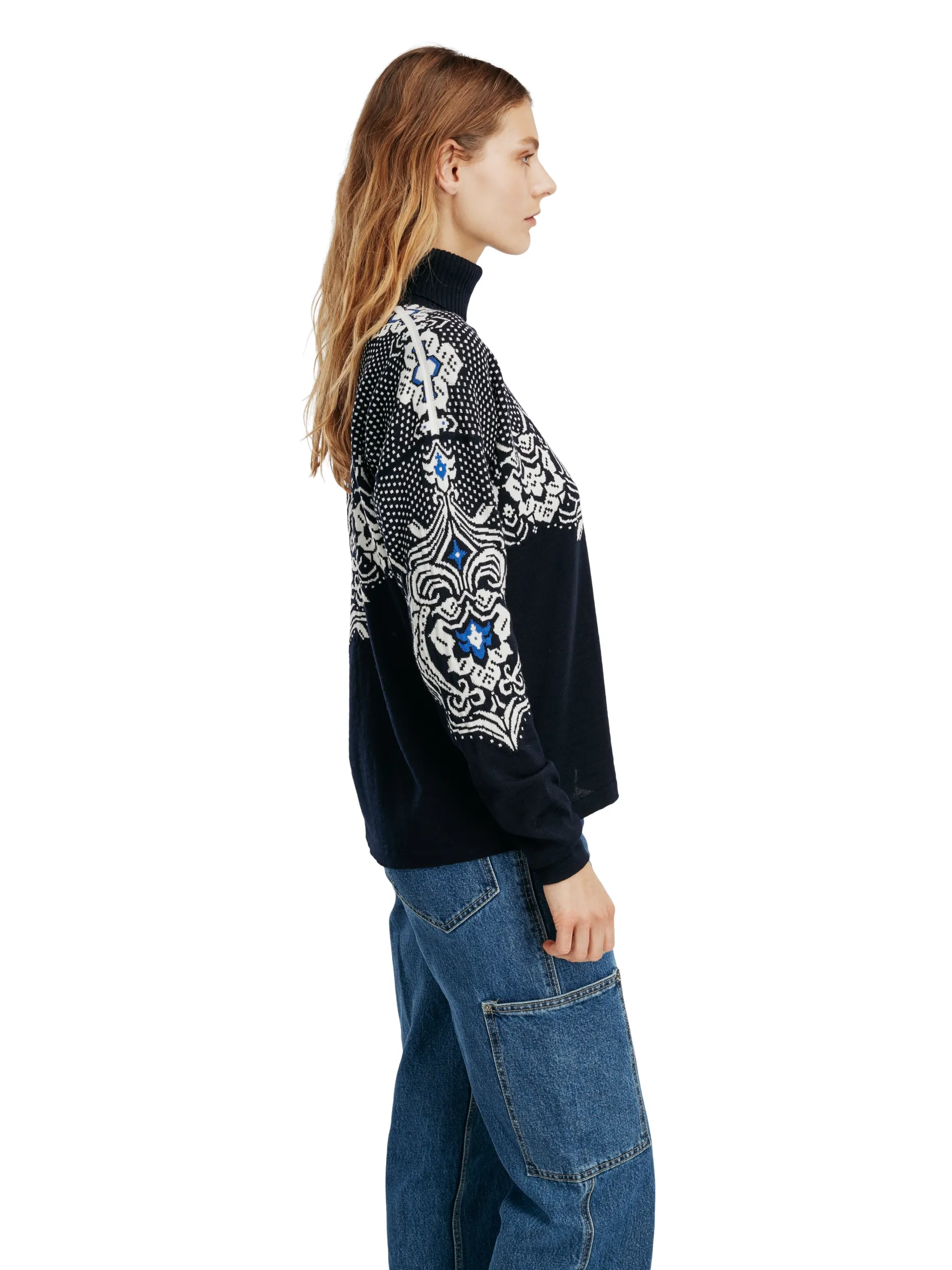 Dale of Norway Turtle-Neck^Rosendal Women's Sweater Navy Offwhite
