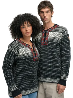 Dale of Norway Half-Zip^Setesdal Sweater - Norwegian Wool Black Offwhite