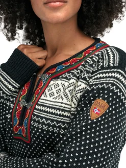 Dale of Norway Half-Zip^Setesdal Sweater - Norwegian Wool Black Offwhite