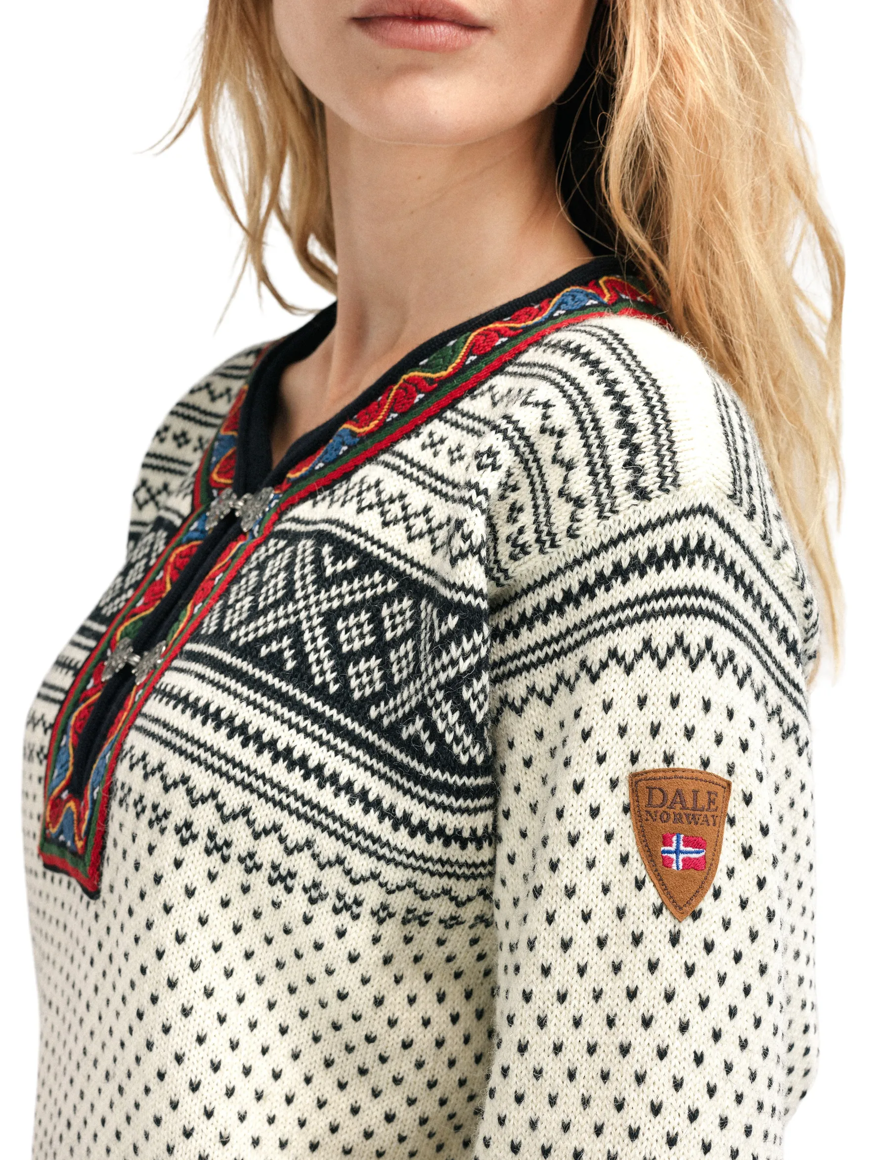 Dale of Norway Half-Zip^Setesdal Sweater - Norwegian Wool Offwhite Black