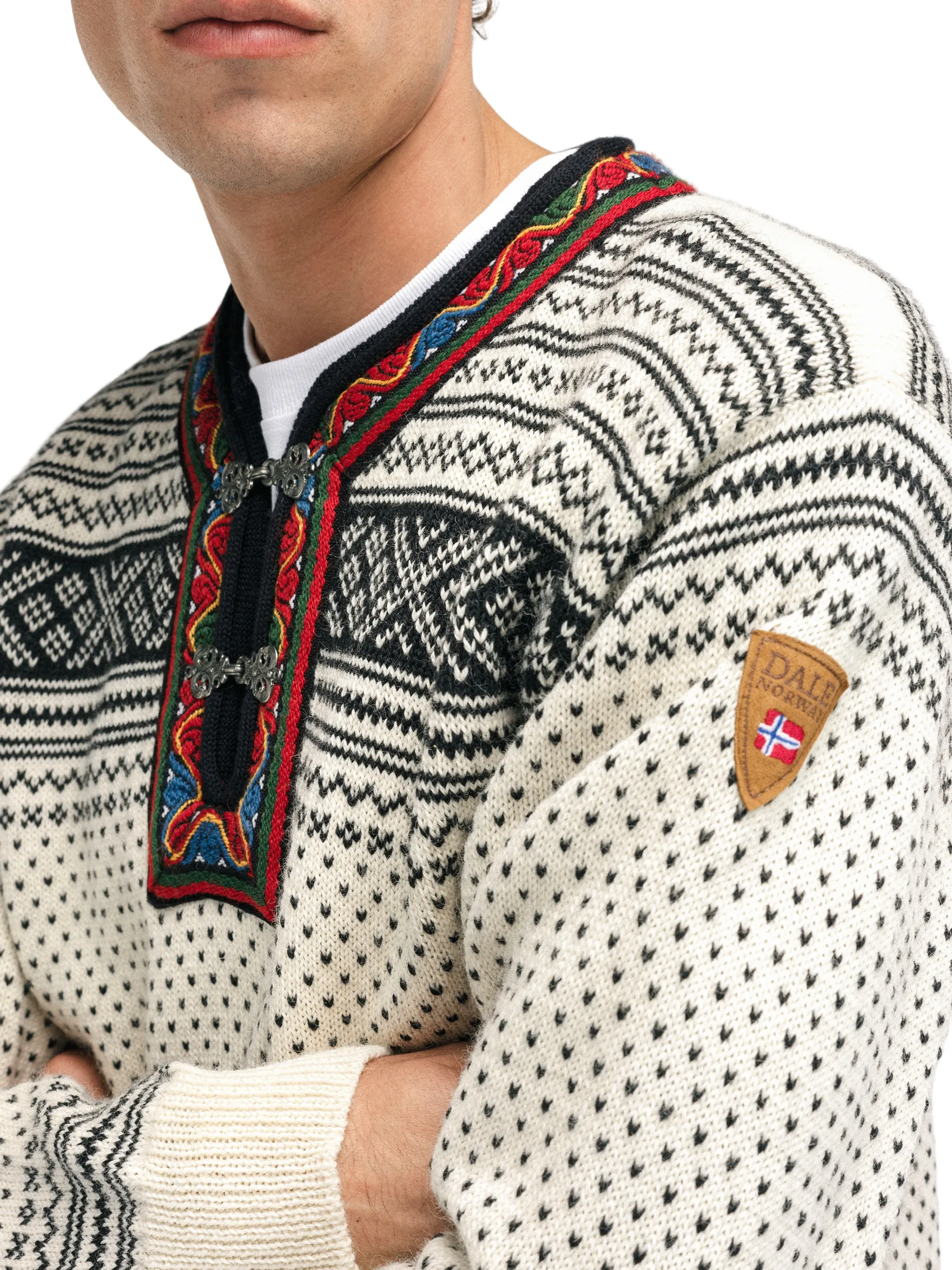 Dale of Norway Half-Zip^Setesdal Sweater - Norwegian Wool Offwhite Black