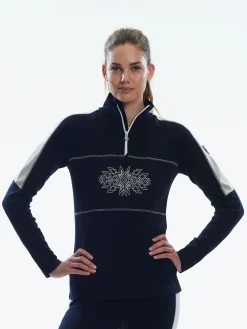 Dale of Norway Next-To-Skin^Spirit Basic Women's Sweater - Superfine Merino Navy Offwhite