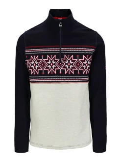 Dale of Norway Next-To-Skin^Tindefjell Basic Men's Merino Wool Basic Sweater Navy Offwhite Raspberry