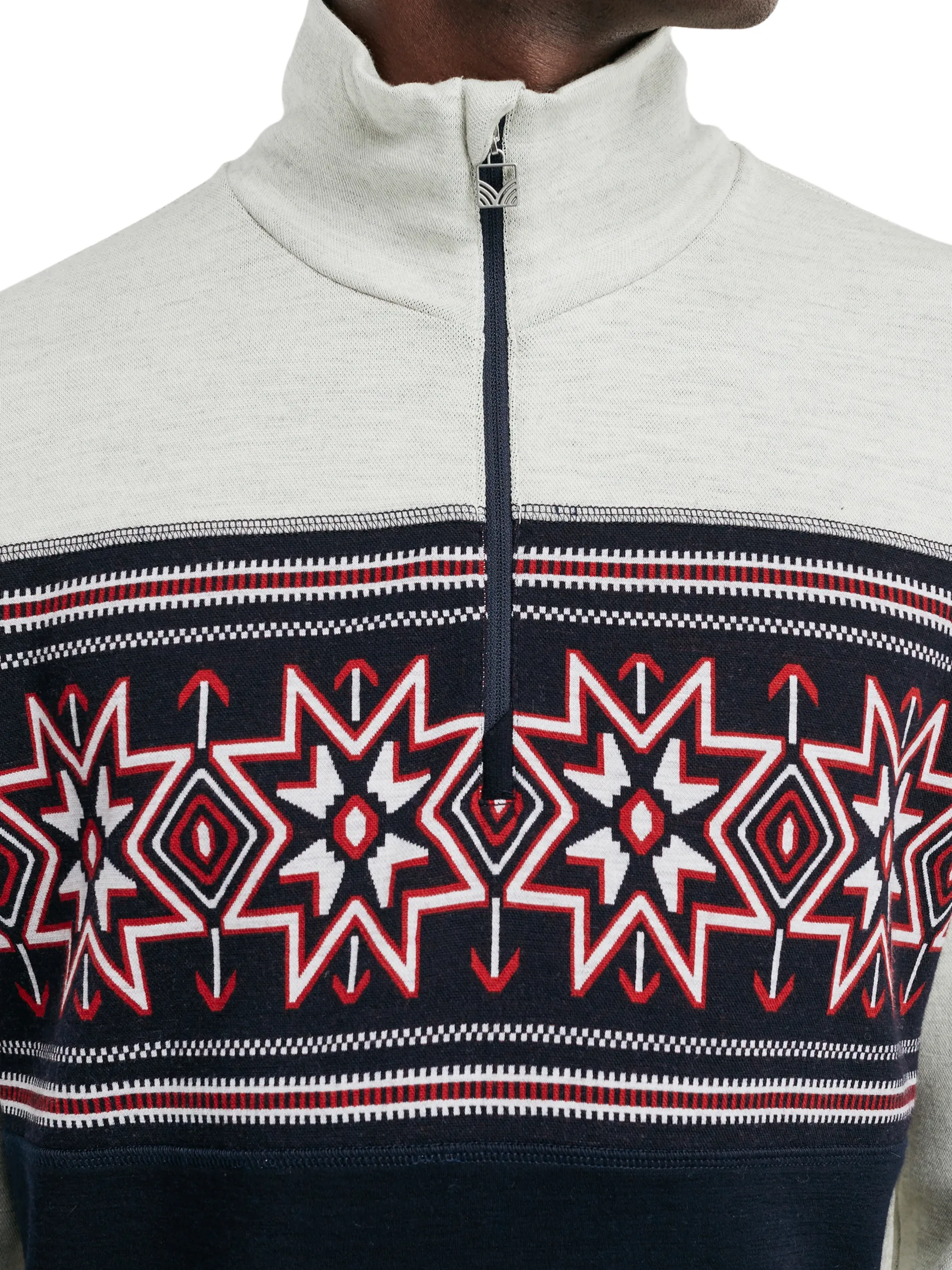 Dale of Norway Next-To-Skin^Tindefjell Basic Men's Merino Wool Basic Sweater Offwhite Navy Raspberry