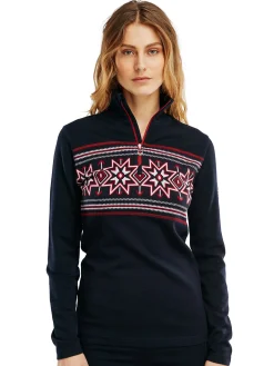 Dale of Norway Next-To-Skin^Tindefjell Basic Women's Merino Wool Basic Sweater Navy Raspberry Offwhite