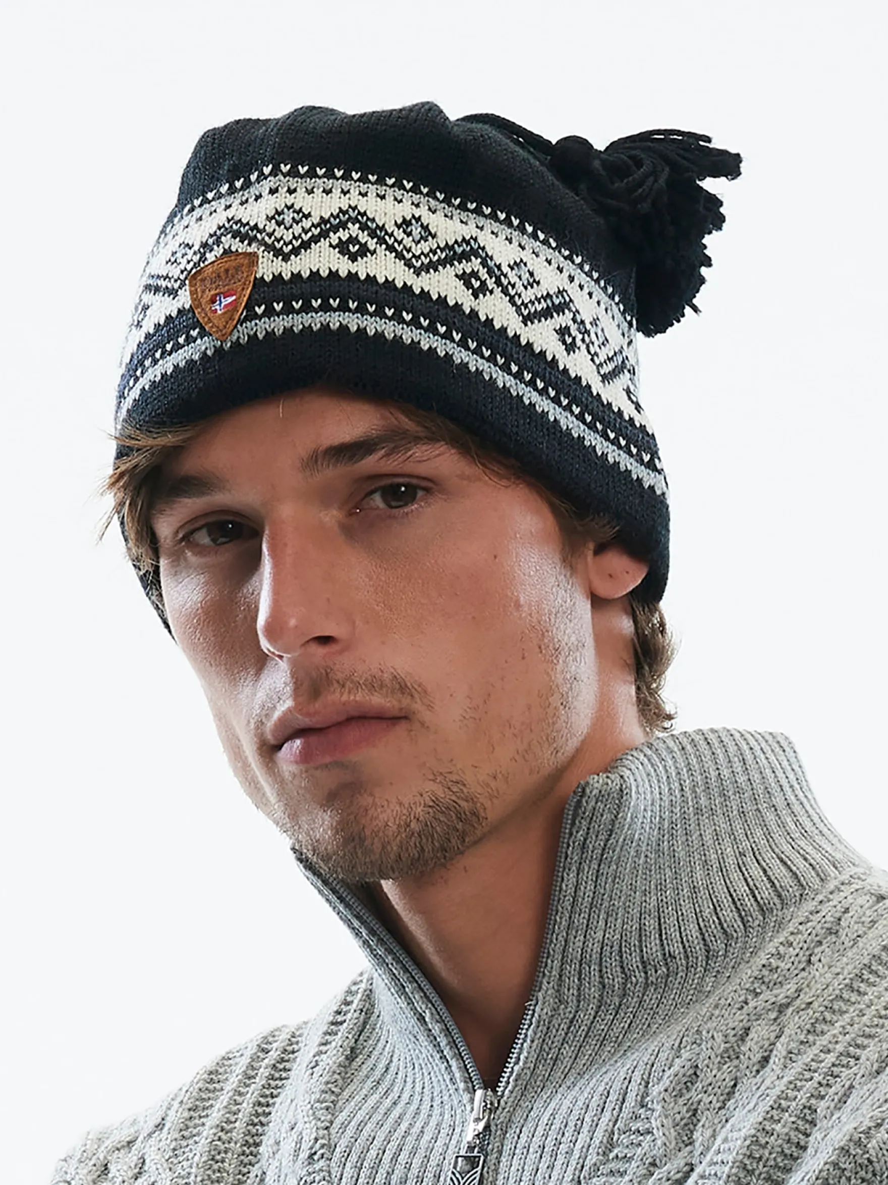 Dale of Norway Hats^Vail Hat - Norwegian Wool Black White Grey Sand