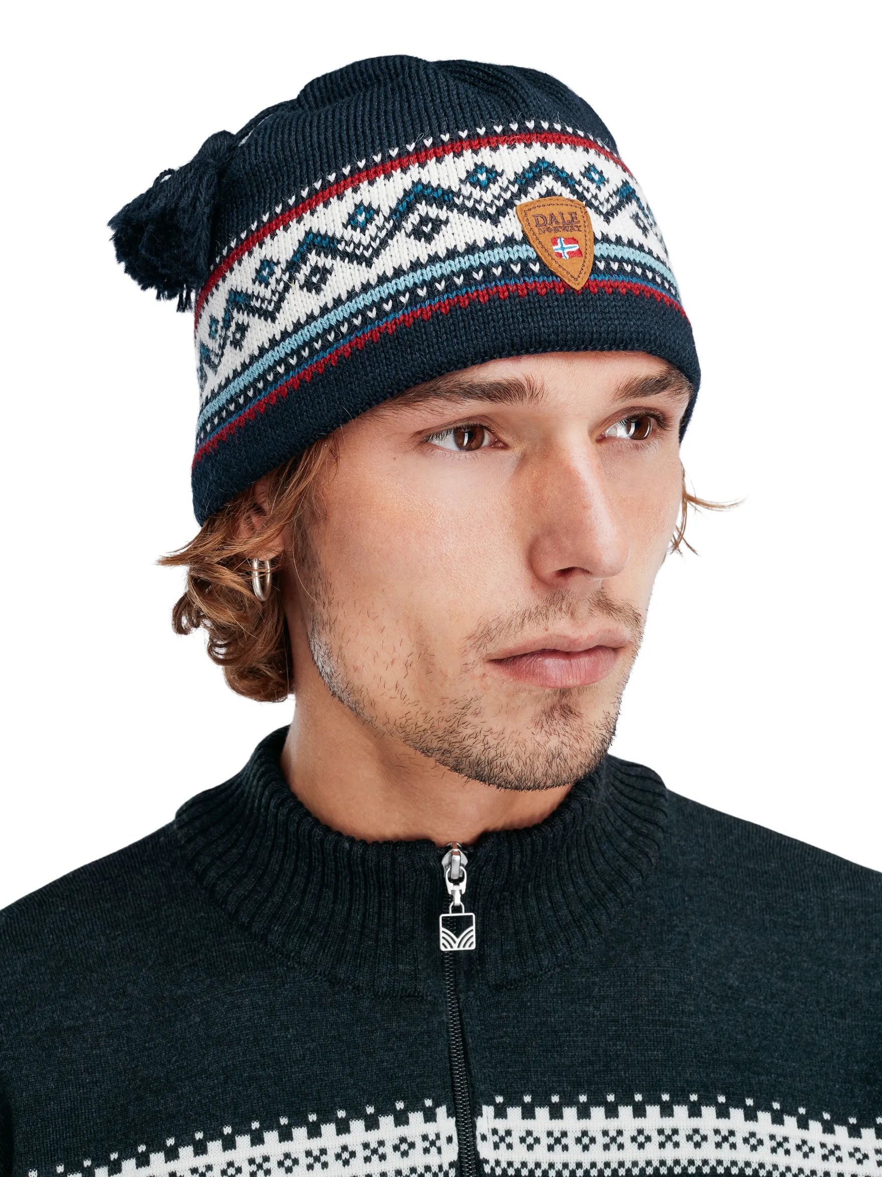 Dale of Norway Hats^Vail Hat - Norwegian Wool Navy Red Offwhite Blue