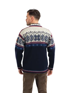 Dale of Norway Half-Zip^Vail Men's Sweater - Norwegian Wool Midnightnavy Redrose Offwhite