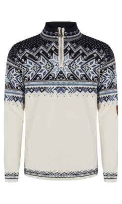 Dale of Norway Half-Zip^Vail Men's Sweater - Norwegian Wool Offwhite Smoke Midnightnavy