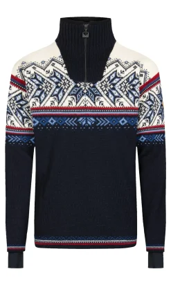 Dale of Norway Weatherproof^Vail Weatherproof Men's Sweater - Norwegian Wool Navy Red Offwhite Indigo Blue