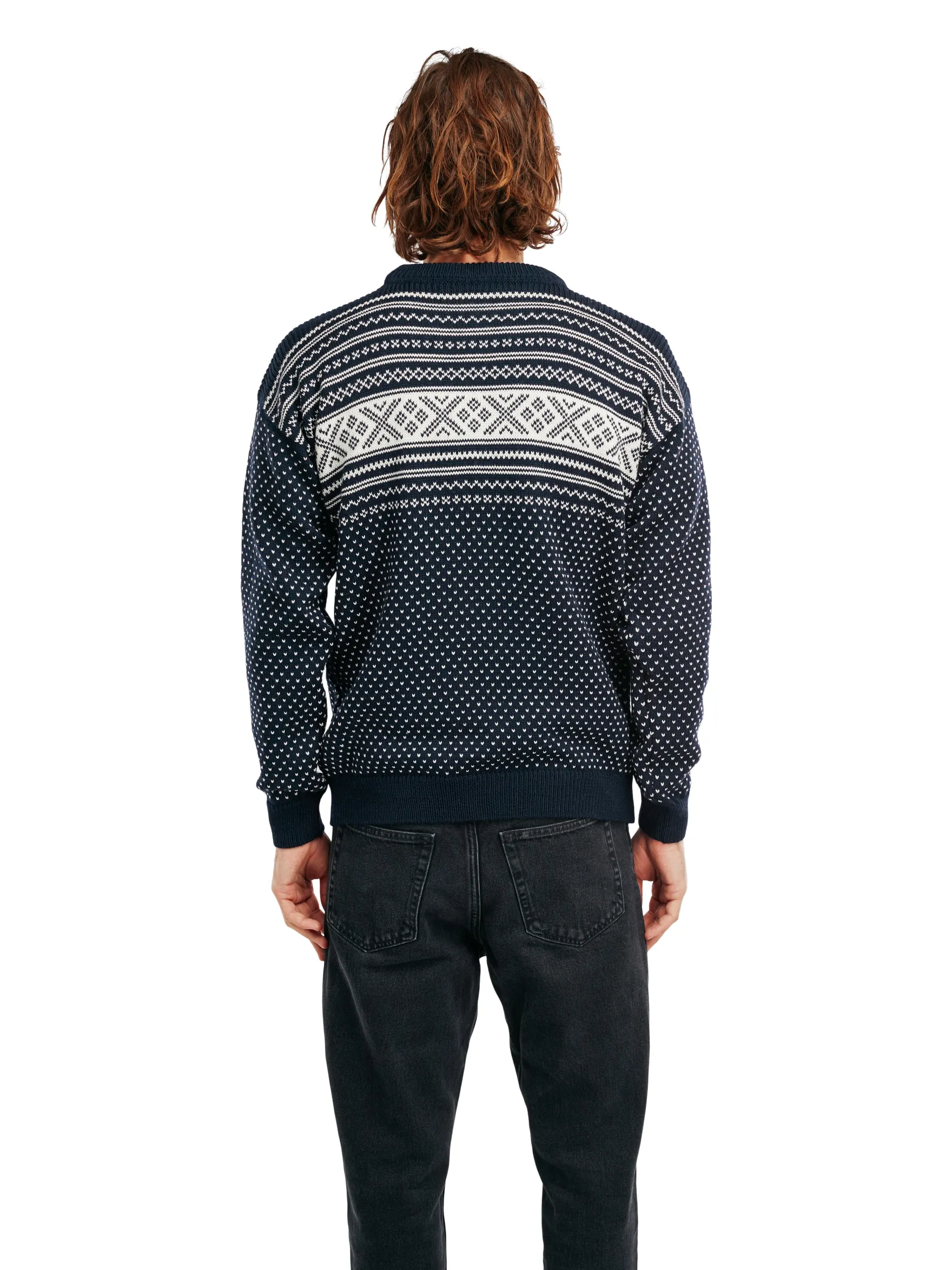 Dale of Norway Round Neck^Valloy Men's Wool Sweater Navy Offwhite