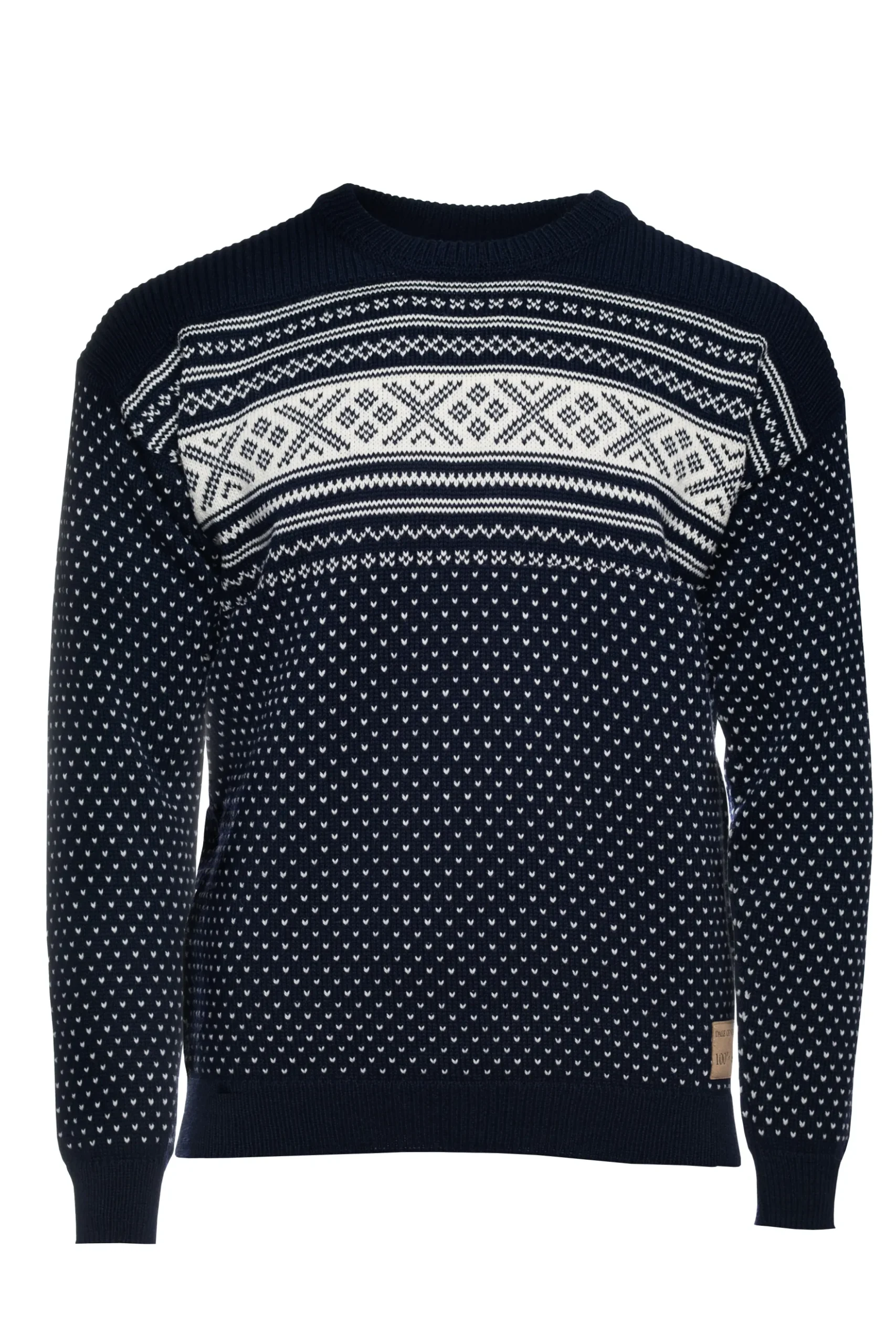 Dale of Norway Round Neck^Valloy Men's Wool Sweater Navy Offwhite