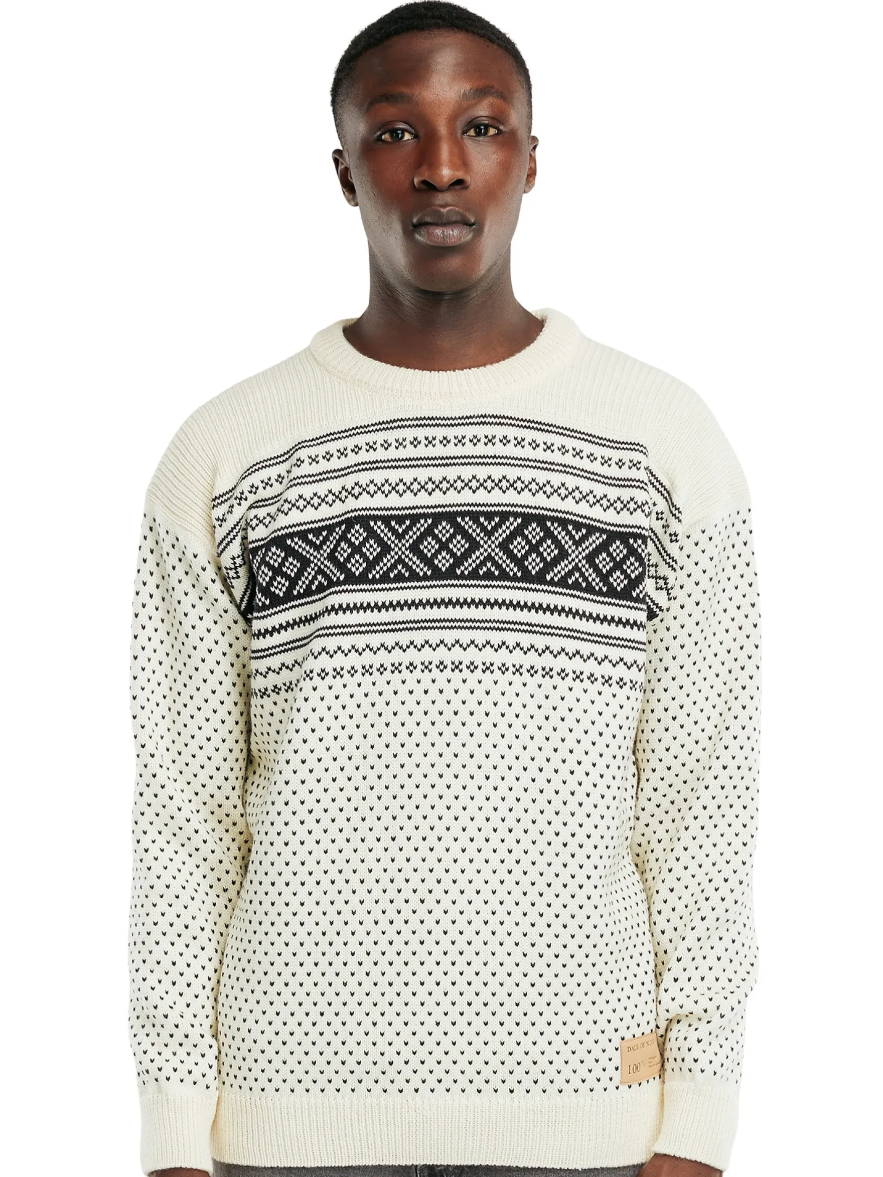 Dale of Norway Round Neck^Valloy Men's Wool Sweater Offwhite Black