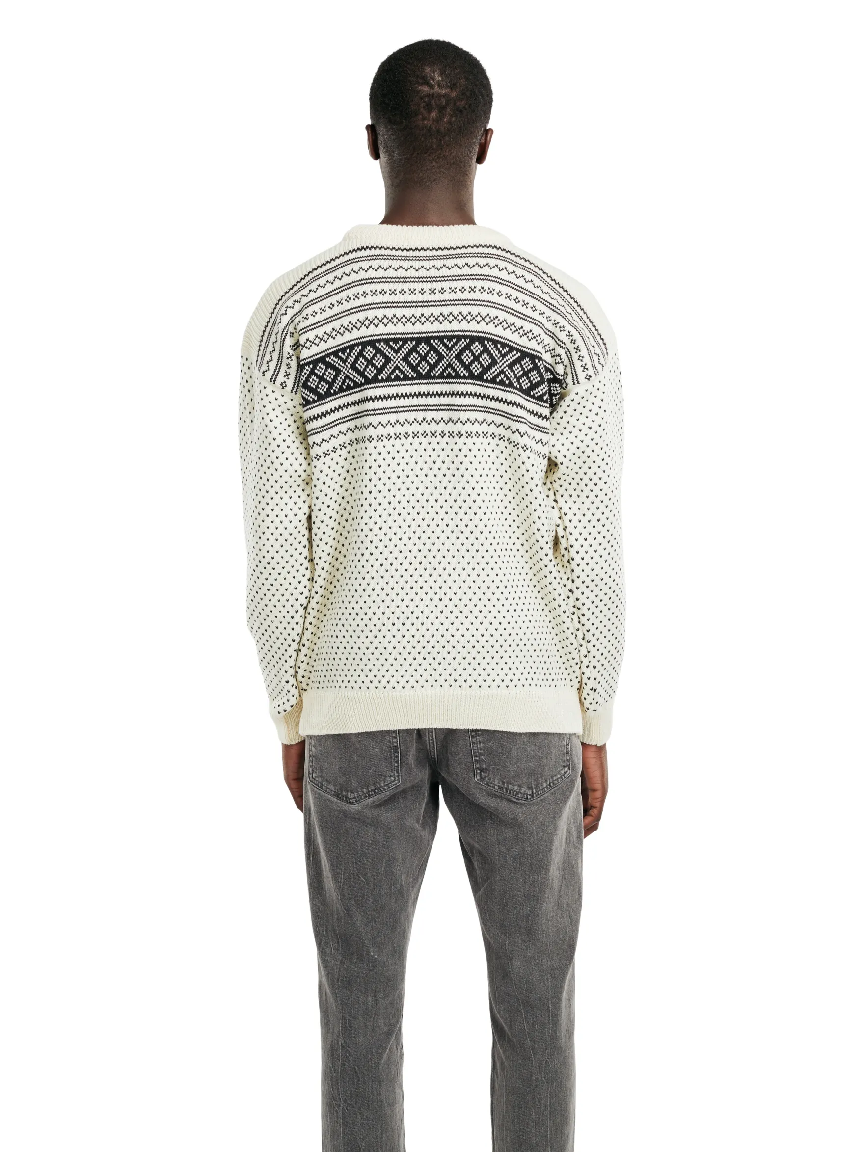 Dale of Norway Round Neck^Valloy Men's Wool Sweater Offwhite Black