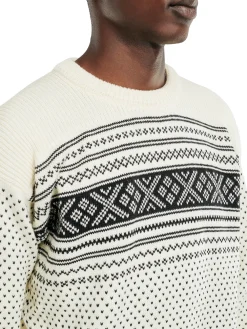 Dale of Norway Round Neck^Valloy Men's Wool Sweater Offwhite Black