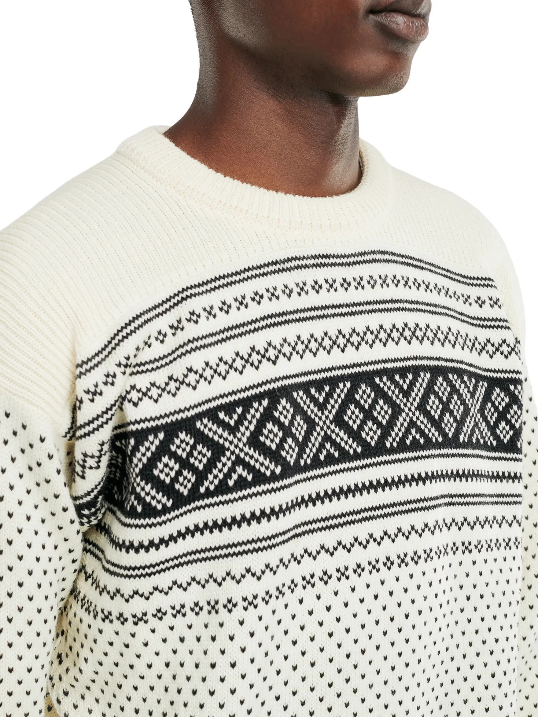 Dale of Norway Round Neck^Valloy Men's Wool Sweater Offwhite Black