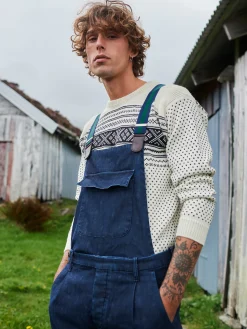 Dale of Norway Round Neck^Valloy Men's Wool Sweater Offwhite Black