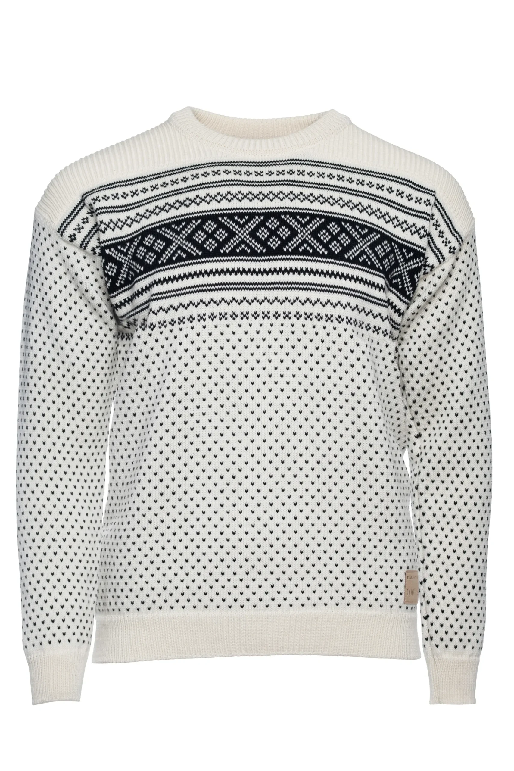 Dale of Norway Round Neck^Valloy Men's Wool Sweater Offwhite Black