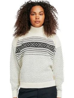 Dale of Norway Turtle-Neck^Valloy Women's Wool Sweater Offwhite Black
