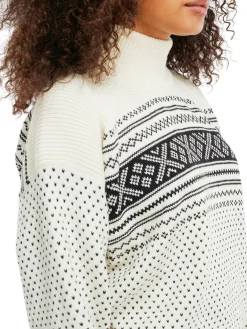 Dale of Norway Turtle-Neck^Valloy Women's Wool Sweater Offwhite Black