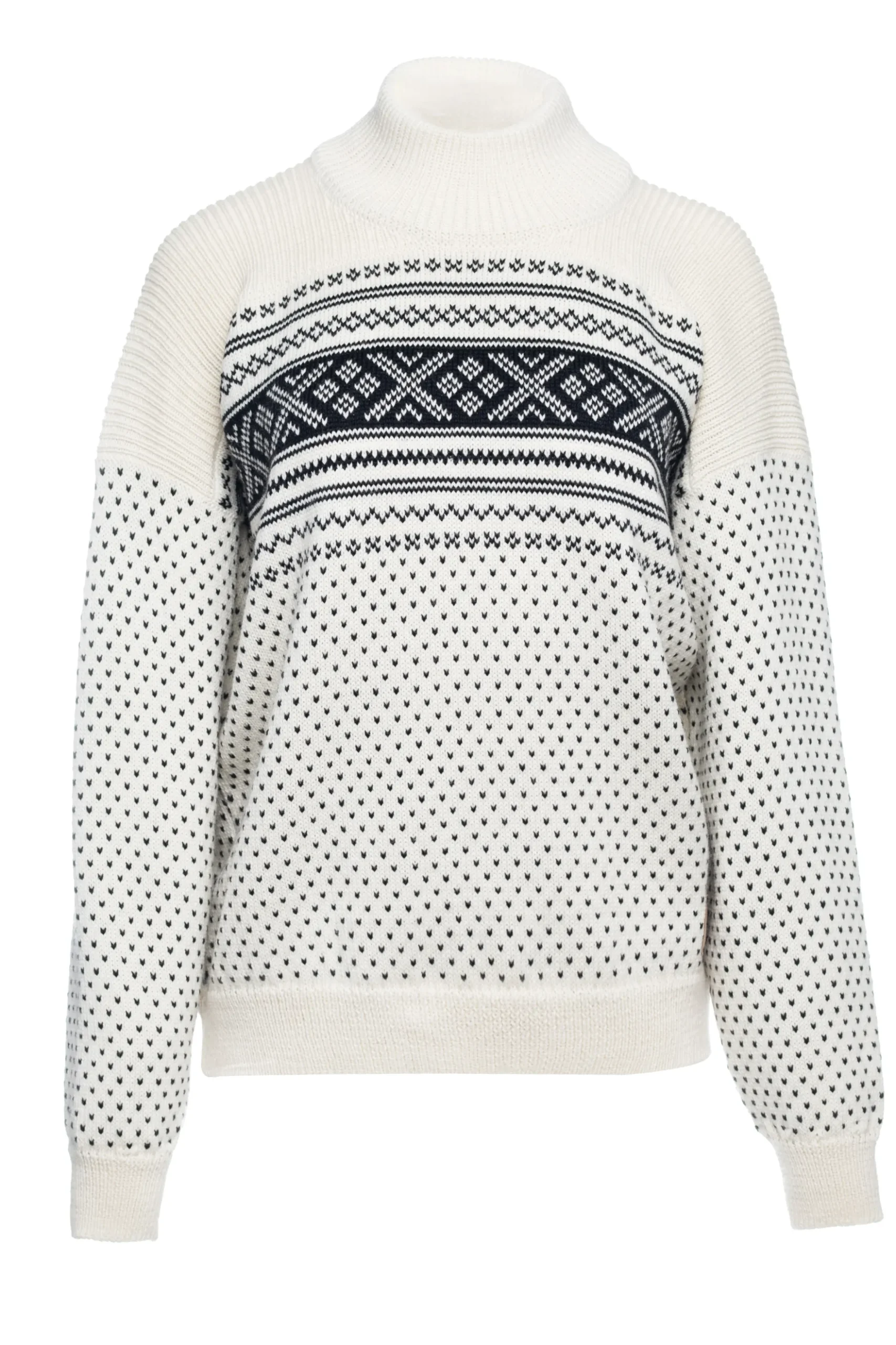 Dale of Norway Turtle-Neck^Valloy Women's Wool Sweater Offwhite Black