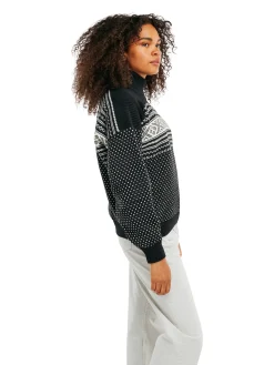 Dale of Norway Turtle-Neck^Valloy Women's Wool Sweater Black Offwhite