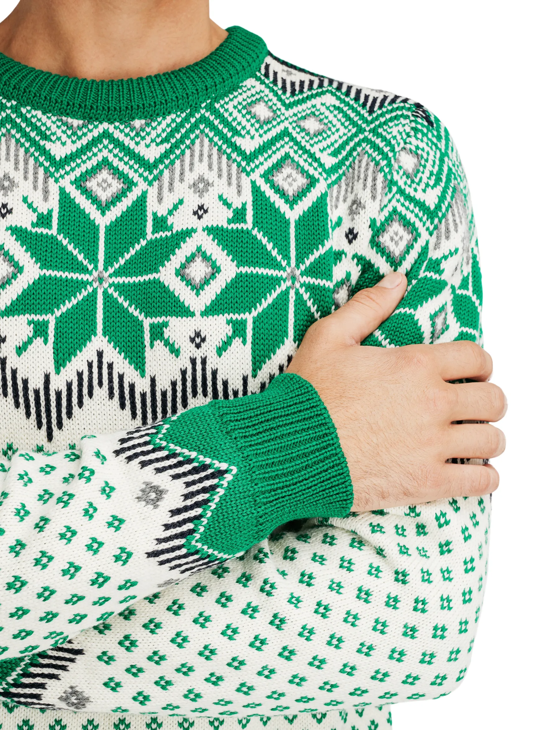 Dale of Norway Round Neck^Vegard Men's Knit Sweater Brightgreen Offwhite