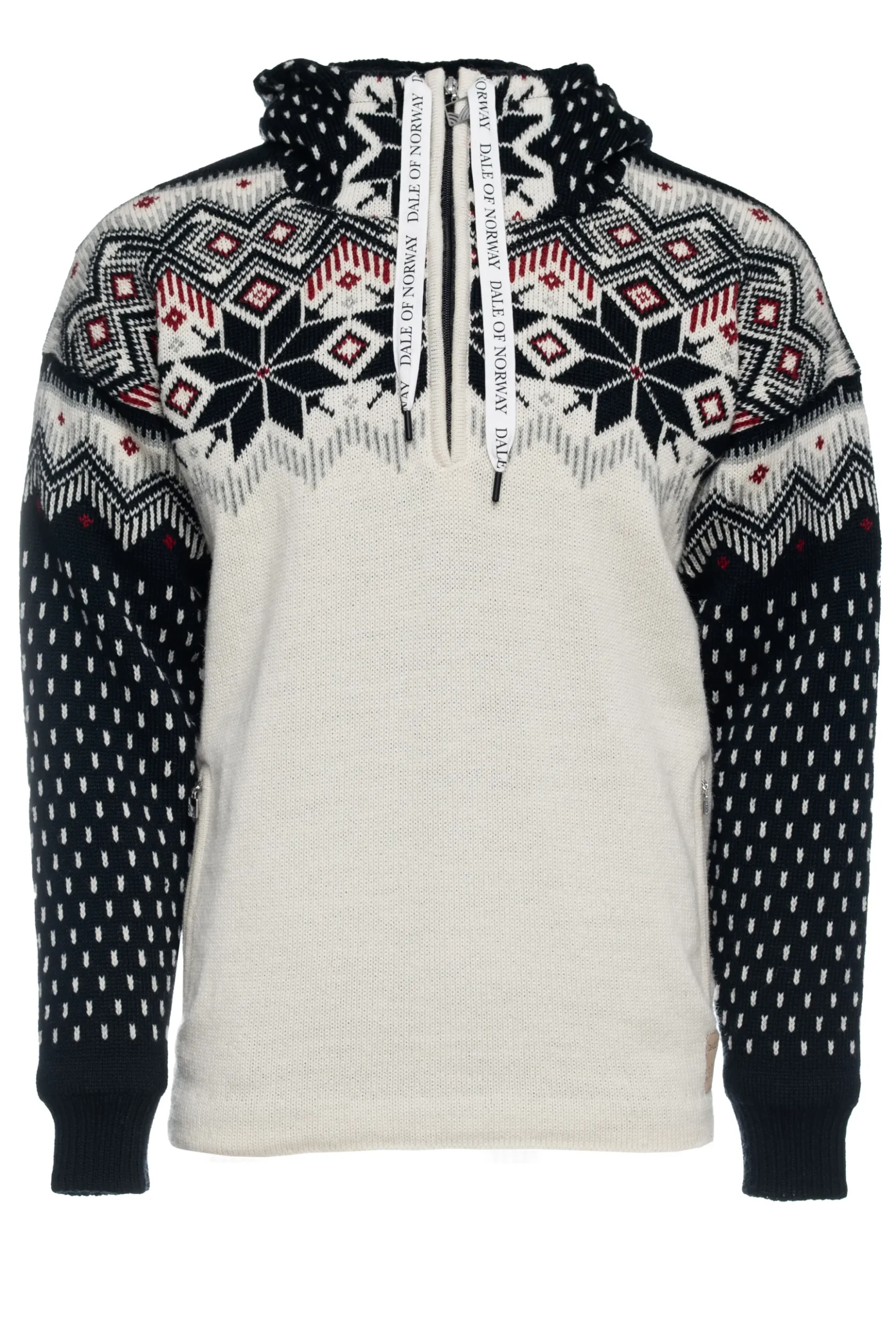 Dale of Norway Weatherproof^Vegard Weatherproof Men's Hoodie - Norwegian Wool Offwhite Black Redrose