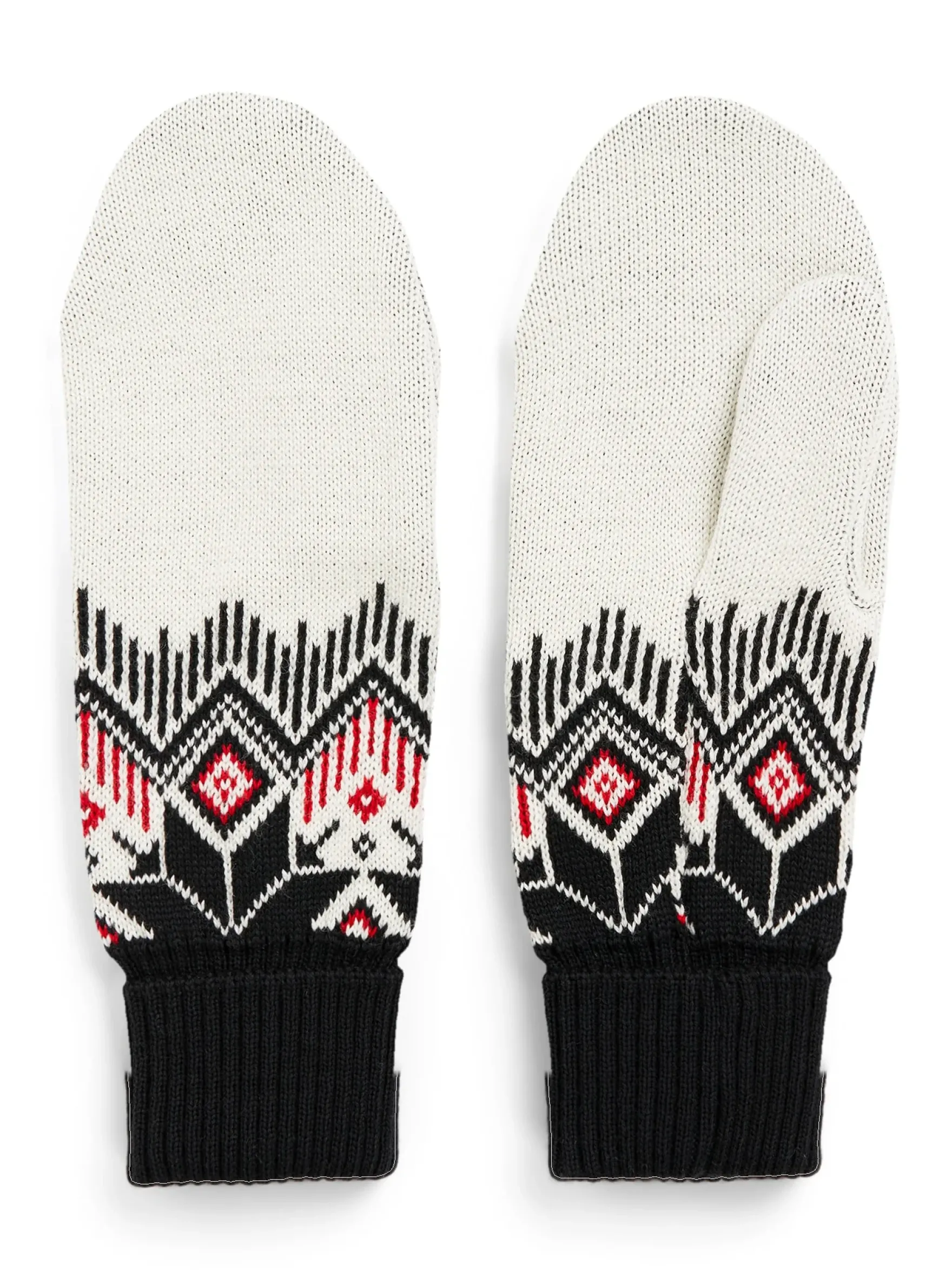 Dale of Norway Mittens^Vilja Unisex Merino Wool Mittens Offwhite Black Raspberry