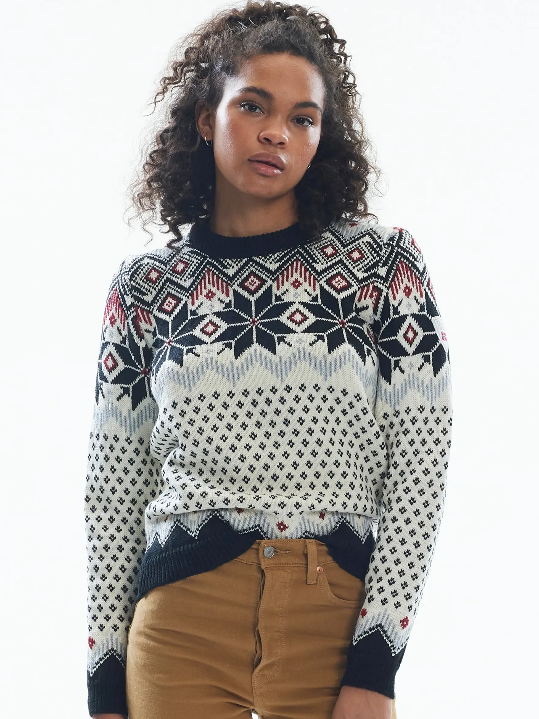 Dale of Norway Round Neck^Vilja Women's Knit Sweater Black Offwhite Metal Redrose